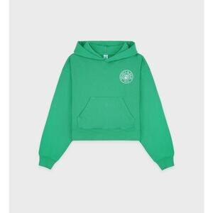 Sporty & Rich 'Connecticut' Green Crest Cropped LS Hoodie Size S